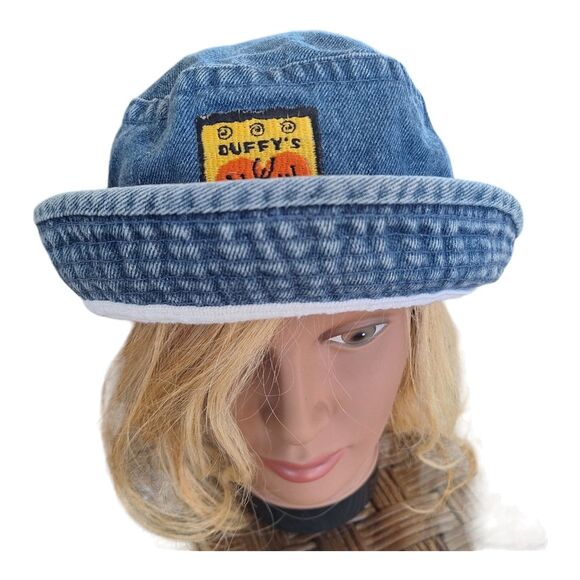 KC Caps Headshots Denim Bucket Hat Duffys Love Shack St. Thomas Y2K vented - Picture 5 of 13